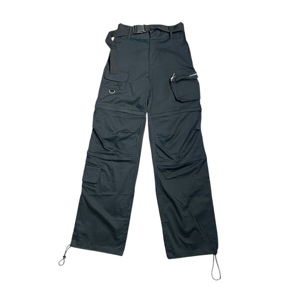 I Am Gia Women's S Black Edam Cargo Zip Belted Buckles Relaxed Pants EUC - Picture 1 of 4